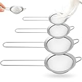 4 StückKüchensieb Set, Feines Sieb Küchensieb Edelstahl Siebs, 8/12/16/20 cm Feinmaschiges Sieb Küchensieb Set, Haarsieb Küche für Backen Kochen Gemüse Obst Mehl Saft Tee Puderzucker