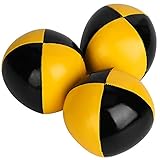 ZAICOLER Jonglierbälle, 3 Stück, Gelb, Schwarz, PU-Clown, der Jonglierball Spielt, Jonglierball-Ausrüstung mit Netztasche für Anfänger