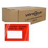 versando 1000 Lieferscheintaschen C6 selbstklebend Dokumententaschen Begleitpapiertaschen rot/schwarz bedruckt Lieferschein/Rechnung