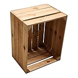 Teramico Holzbox Apfelkiste Obstkiste Weinkiste Holzkiste Vintage Shabby bürstenrein und stabil 50x40x30cm (Einzeln)