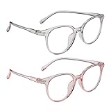 SLEEKEE 2 Stück Runde Brillen, Kinderbrillen, Anti-Blaulicht-Brillen, Schlichte Design-Brillen, Modische Brillen