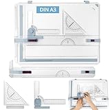 QWORK® Zeichenplatte DIN A3, Multifunktions Zeichenbrett Set mit Verstellbarem Mess und Präzisionswerkzeugen