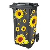 3 Pagen® Mülltonnenaufkleber Sonnenblume – Mülleimer Aufkleber - Sticker für die Mülltonne - Blumenmotiv – wasserfest, langlebig & selbstklebend – Größe 3-21cm -15 Stück