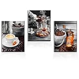 burkfeeg 3 Stück Kaffee Bar Wanddeko Küche Poster Küchenbilder Esszimmer Dekor Leinwand Bild Wohnzimmer Bilder Wandbilder Modern 30x40cm（Ohne Rahmen）