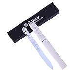 Kristall Glasnagelfeile Doppelseitig - Glasfeile mit schönen Etui - G.Liane Nagelfeile - Sanfte und Effektive Maniküre & Pediküre Nagelpflege Für Natur & Acrylnägel - Design (Rose Weiss)