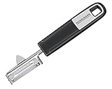 FACKELMANN Pendelschäler 18 cm SENSE, Gemüseschäler mit Funktionsteil aus rostfreiem Edelstahl, mit rutschfestem und ergonomischem Soft-Touch-Griff (Farbe: Silber/Schwarz), Menge: 1 Stück