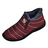 treking-wanderschuhe damen Winter Stiefeletten Damen Herren Gefüttert Winterschuhe Wasserdicht Winterstiefe Warme Rutschfest Stiefeletten Bequem Outdoorschuhe Schneestiefel Reißverschluss Rot 42