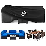 Kipiea Gartenmöbel Abdeckung Wasserdichte, Rechteckig Abdeckplane Gartenmöbel Schutzhülle Winterfest, 420D Oxford Gewebe Terrassenmöbel Abdeckung Anti-UV für Gartentische, Loungemöbel 242x162x100cm