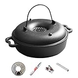 zum Kochen, Gusseisen Camp Dutch Oven mit Deckel, Antihaft-Kochgeschirr mit Griff zum Braten Braten Schmoren Grillen Backen