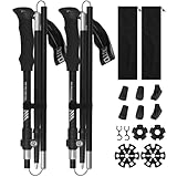 SanRes Wanderstöcke Faltbar 7075 Aluminium, Nordic Walking Stöcke Verstellbar 115-135cm, Trekkingstöcke mit 4 Paar Gummipuffers und Tragebeutel, Wanderstock mit Klemmverschluss für Bergsport Trekking