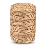 Natur Juteschnur Kordel,4 mm x 60Meter Natürliche Sisal Hanf Seil Heavy Duty Dicke Schnur,Gartenschnur Paketschnur Bastelschnur für DIY Basteln,Bindung, Kunsthandwerk Verpackungsmaterial