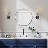 Koonmi 50cm Runder Spiegel Schwarz Spiegel Rund Wandspiegel mit Rahmen aus Aluminiumlegierung für Badezimmer, Waschtisch, Wohnzimmer, Schlafzimmer, Eingang Wanddekoration