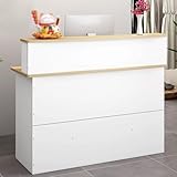 Moderner Empfangstresen, Kassentisch mit Zwei Schubladen und Offenem Stauraum, Verkaufstresen mit Einfädelloch for Kosmetikstudios, Bekleidungsgeschäfte, Cafés Und Restaurants