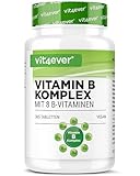 Vitamin B Komplex - 365 Tabletten - 12 Monatsvorrat - Alle 8 B-Vitamine in 1 Tablette - Vitamin B1, B2, B3, B5, B6, B12, Biotin & Folsäure - Vegan
