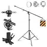 Lichtstativ 400cm, Galgenstativ Lampenstativ mit 186cm Haltearm Overhead Stativ Lampenständer mit Heavy Duty Sandsack und 1/4' Schraube für Softbox Monolight Ringlicht Reflektor