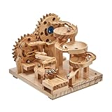 WYFTOY 3D Holzpuzzle für Erwachsene, 3D Holz Stahl Kugelbahn Bausatz mit Kugel, Holz Mechanische Getriebe Modellbausätze (SN113+N1)
