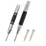 Automatischer Zentrierstanzer, 2 Stück, Stahl, Einhandfederung, mit 2 Ersatzspitzen, Positionierungsstanzwerkzeug für Metall, Glas, Holz, DIY (Set B)