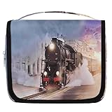 Kulturbeutel mit Dampfzug und Sonnenuntergang, Reise-Kulturbeutel, Kulturbeutel, Unisex, hängende Toilettenartikel, Kosmetik, Make-up-Organizer