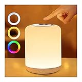 SOLIDEE Nachttischlampe Touch Dimmbar,LED Nachtlicht Baby,mit 256 RGB Warmweißes Tischlampe, Nachtlicht Batterie USB-Aufladung,1-Stunden-Timer fur Schlafzimmer/Wohnzimmer/Kinder/Erwachsene