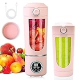 Tragbarer Mixer, 700 ml kleiner Mixer Smoothie, Mini-Standmixer mit 12 Edelstahlklingen und Digitalanzeige, Wiederaufladbarer Shakes und Smoothie-Maker für Reisen, Fitness, Küche (Rosa)