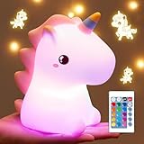 Nachtlicht Kinder, 16 Farben 5 Helligkeit Unicorn Nachtlicht Baby Stilllicht, 1200Mah Nachttischlampe Kinder, Einhorn Geschenke FüR Mädchen,Babyzimmer Deko Kawaii Deko,Baby Geschenk Mädchen 3-7 Jahre