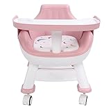 Chrees Esszimmerstuhl für Kleinkinder, Baby-Esszimmerstuhl mit Rollen, Schallkissen Zum Schutz der Wirbelsäule, Bodenfütterung für Kleinkinder, Spielbereich und Lernraum in Einem (Rosa)