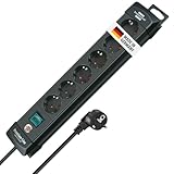 Brennenstuhl Premium-Line, Steckdosenleiste 6-Fach für die Wandmontage (Mehrfachsteckdose mit Schalter und 3m Kabel, Made in Germany) schwarz