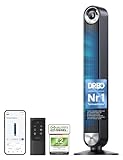 Dreo Smart Leiser Turmventilator mit Kühlung, 106cm WiFi Alexa Tower Fan, 90° oszillierender Ventilator, Fernbedienung 9-Geschwindigkeit 4 Modi 12 Std Timer Sprachsteuerung, Cruiser Pro T2S, Schwarz