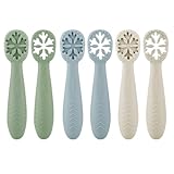 PandaEar 6er Set Lernlöffel für Baby, Starter Breilöffel Fütterlöffel Babylöffel Silikon Esslernlöffel Weich Flexibel Kinder Besteck BPA-frei für Säugling Kleinkind ab 4 Monaten (Blaues Grünes Braun)