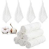 dusaniyali Baby Waschlappen,10 Stück Spucktücher Baby Mulltücher Waschlappen Baumwollwindeln Weiche Baby Musselin Baby Erstausstattung Neugeborene 25x25cm