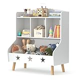Garden 4 you Kinderregal, Bücherregal für Kinder, Kinderzimmerregal, Bücherregal Aufbewahrungsregal mit 3 offenen Fächern für Kinder, Spielzeug-Organizer für Spielzimmer (Weiß)