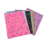 Veemoon 6 Stück Teiliges Lederstoff Glitzer Sternenmuster Farbintensiv und Reißfest für DIY Taschen Haarschmuck Schuhe und Bastelprojekte Farben Blau Lila Beige Jeweils