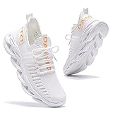 DANNTO Laufschuhe Herren Turnschuhe Damen Sneaker Leichte Atmungsaktiv rutschfeste Sportschuhe Gym Fitness Outdoor Schuhe Fashion Straßenlaufschuhe Weiß 44