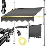 KESSER® Klemmmarkise mit Handkurbel & LED Lichterkette | Balkonmarkise ohne Bohren | Markise UV-beständig höhenverstellbar & wasserabweisend | Sonnenschutz für Balkon Terrasse & Garten 300cm