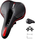 YOUNGDO Fahrradsattel Gel, Fahrradsitz mit Stoßdämpfend und Atmungsaktiv, Ergonomisch Fahrrad Sattel mit wasserdichte Abdeckung & Nachtreflexstreifen, Rennrad/Mountainbike Sattel für Damen & Herren