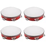 Qupdjxukis 4Stück 8-Musical Tambourine Tambourine Drum Round Percussion Geschenk für KTV Rot