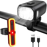 FORTRY Fahrradlicht Set Mit Bremsblinkfunktion, StVZO Zugelassen Fahrradlampe，Radlicht LED Fahrradbeleuchtung，IPX5 Wasserdicht Fahrradlichter Vorne und Rücklicht, Licht Fahrrad USB Typ C