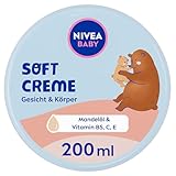 NIVEA BABY Soft Pflegecreme, vegane und hypoallergene Hautcreme, feuchtigkeitsspendende Creme für Babys mit Mandelöl & Vitaminen, Babypflege ohne Mikroplastik und Parabene (200 ml)