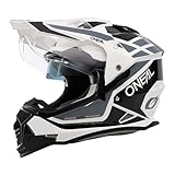 O'NEAL | Motorradhelm | Enduro Motorrad | Ventilationsöffnungen für maximalen Luftstrom & Kühlung, integrierte Sonnenblende | Sierra Helmet R V.24 | Erwachsene | Schwarz Weiß Grau | Größe M