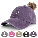 HeyCaps Pferdeschwanz Baseball Cap Damen Verstellbare Baseballkappe Vintage Mützen Sonnenschutz Basecap Mit Zopf Loch für Sommer Sport