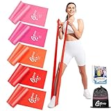 CHETING 5er FitnessbänderSet, 1.8M Gymnastikbandmit 5 Widerstandsstufen, Trainingsband Fitnessband mit Tragetasche & Übungsanleitung, Gymnastikbänder Elastisch ideal für Yoga, Pilates, Physiotherapie