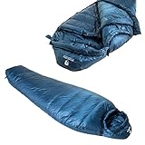 Alpin Loacker 3 Jahreszeiten Daunenschlafsack Ultraleicht 860g, der Schlafsack mit kleinem Packmaß für Camping, Trekking und Outdoor,195cm Links Zip