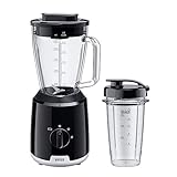 Braun PowerBlend 1 JB1051BK - Standmixer mit 1,5 l Glas-Mixaufsatz inkl. To-Go-Becher, Küchenhelfer zum Zerkleinern, Pürieren & Mixen, Ice-Crush-Funktion, 2 Geschwindigkeiten, Schwarz