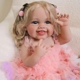 YIHANGG 55cm Reborn Baby Vollsilikon Lebensecht Offene Augen 22 Zoll Reborn Puppen Neugeborene Reborn Babypuppen Mädchen Geburtstag Weihnachten Geschenke