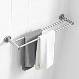 Badetuchhalter, 43-72cm Handtuchhalter Ausziehbar, 304 Handtuchhalter Edelstahl, Doppelt-Stangenstruktur, Inklusive Anleitung, für Badezimmer, Hotels, Küchen