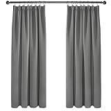 Deconovo Verdunkelungsvorhang Kräuselband Gardinen Schlafzimmer Warme Vorhang, 138x117cm(HöhexBreite), Hellgrau, 2er Set