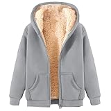 Winterjacke Damen Herren Winter Casual Unisex Plüschjacke Fleecejacke Übergangsjacke Reißverschluss Übergangsmantel Bequeme Winterparka Gefüttert Fleece Wintermantel Kapuzenjacke Sweatjacke Hoodie