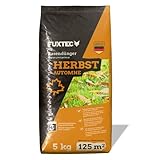 FUXTEC Herbstrasendünger FX-RDH5, Kaliumdünger für ca. 125 m² - 5kg - Rasendünger mit Kalium zur Stärkung vor dem Winter, Frosthärtung & Nährstoffversorgung, für Frosthärte, gegen Moos & Unkraut
