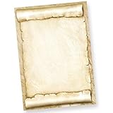 TATMOTIVE Briefpapier Urkundenpapier blanko (25 Blatt) 170 g/qm A4 Pergamentrolle als Briefe, Zertifikate und Urkunde, für Firma Geburtstag, Hochzeit, Verein uvm.