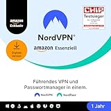 NordVPN Amazon Essenziell, 10 Geräte, 1 Jahr, VPN & Passwort-Manager, Digital-Code